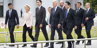 G7-ledare vid vid G7-toppmötet i Hiroshima, Japan, fredagen den 19 maj 2023