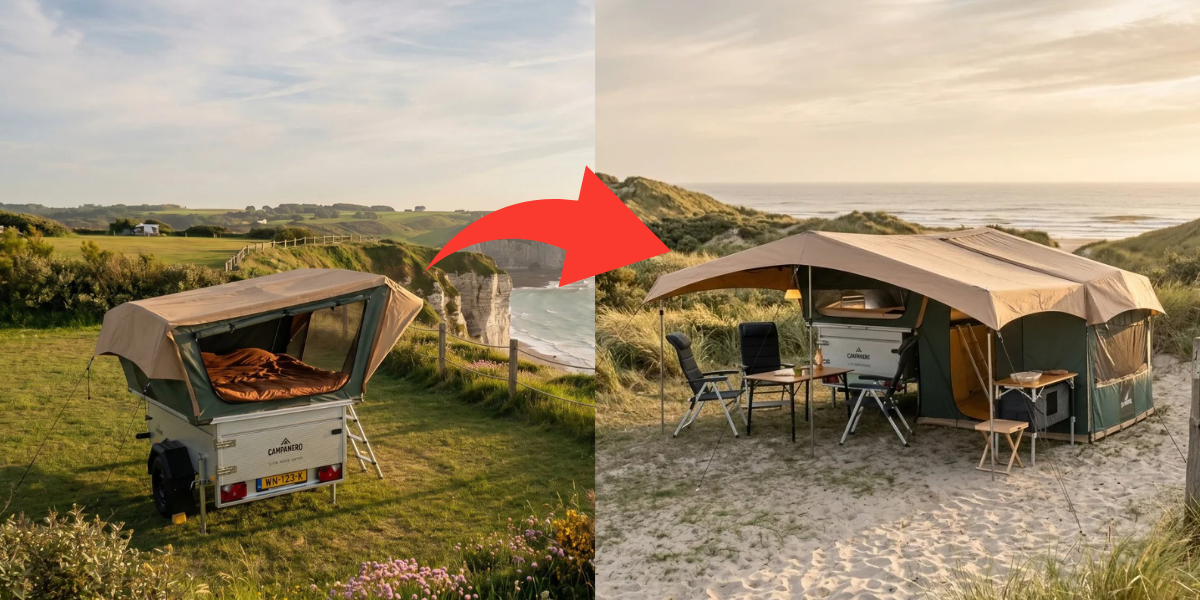 Bild på lilla och mellanstora campingvagnen.