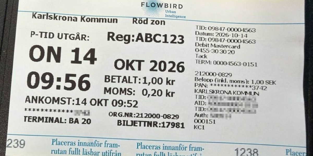 Så såg de ut. Karlskrona kommun har gjort en polisanmälan efter att p-vakter upptäckt ett stort antal falska parkeringsbiljetter i kommunen.