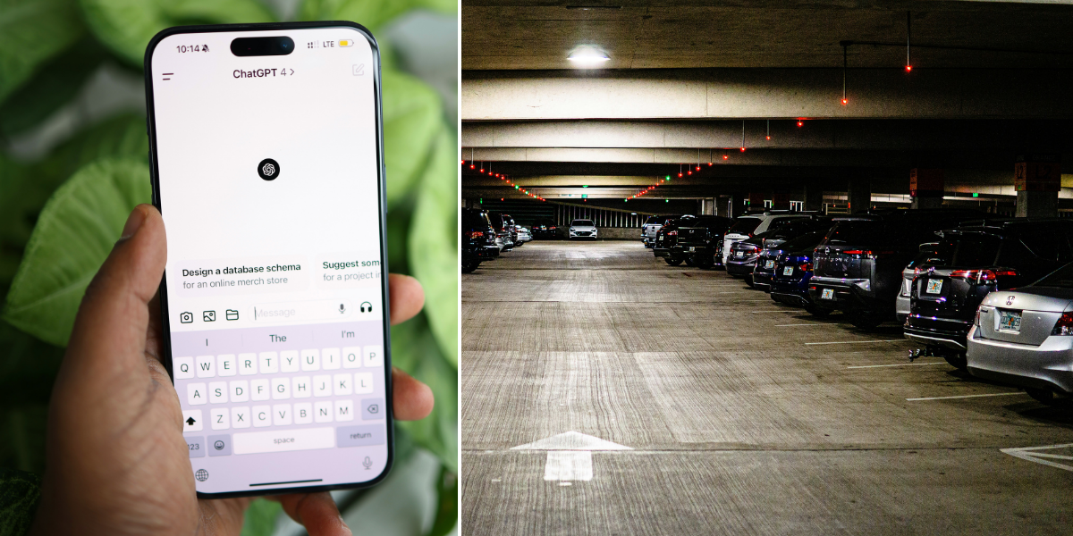 ChatGPT bredvid ett parkeringsgarage.