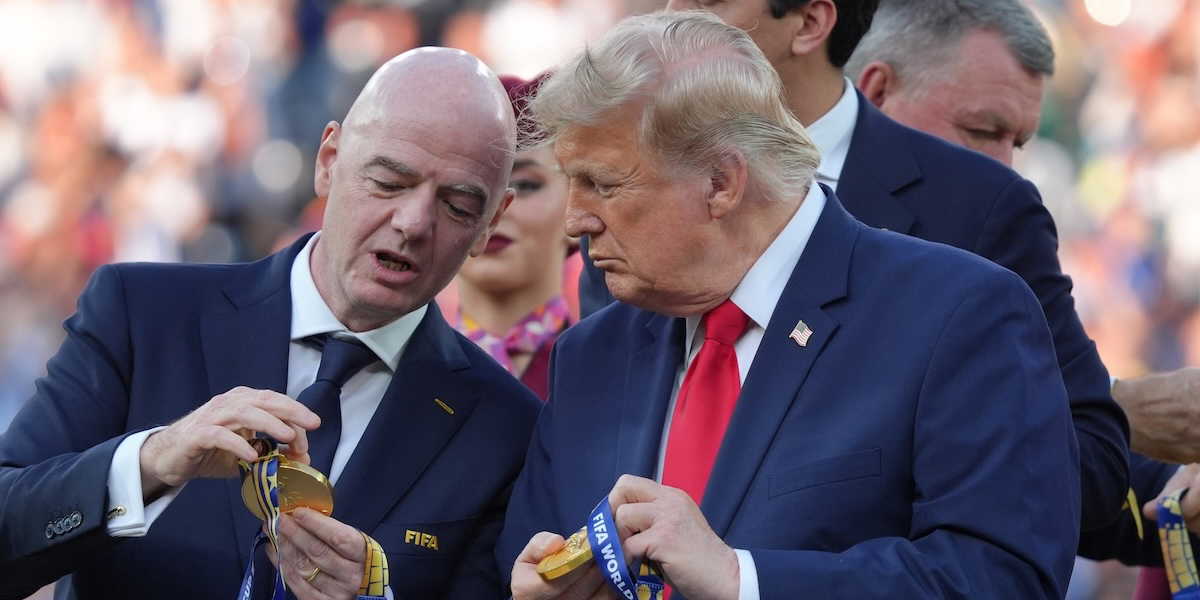 Donald Trump och Gianni Infantino under sommarens fotbolls-VM.